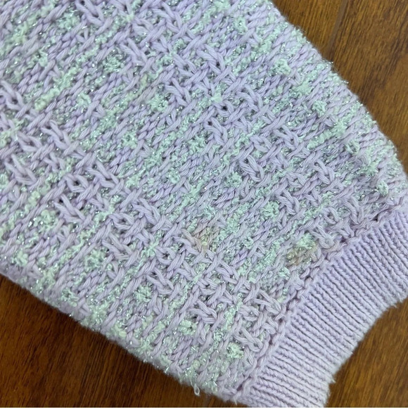 Mango Tweed Metallic Cardigan Sweater Lady Jacket Lavender Silver Size XS - Picture 11 of 13